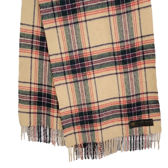 100% Cashmere Vintage Plaid Cold Weather Winter Light Weight Scarf OS - Picture 7 of 11